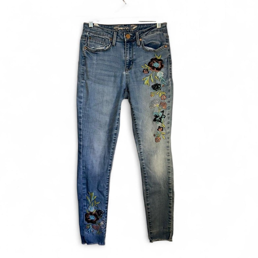 Seven 7 Vancouver Mid Rise Skinny Embroidered Novelty Denim Jeans - Women’s 4